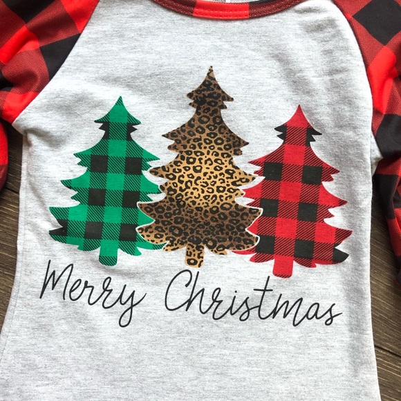 Toddler Girl Boutique Ruffle Sleeve Christmas Top - Picture 2 of 2